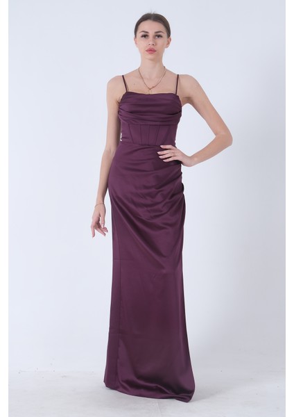 Mürdüm Sırtı Bağlamalı Yırtmaçlı Abiye 4522018.21 modelleri