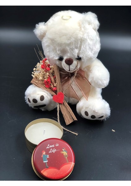 Peluş Ayıcık,mum,14 Şubat Sevgiliye Anneye Arkadaşa Hediye Doğum Günü Hediyesi Seti