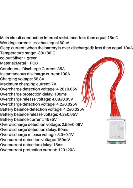 14S 52V 35A Li-Ion Lipolimer Pil Koruma Kurulu E-Bike Escooter Için Bms Pcb Kartı (Yurt Dışından)