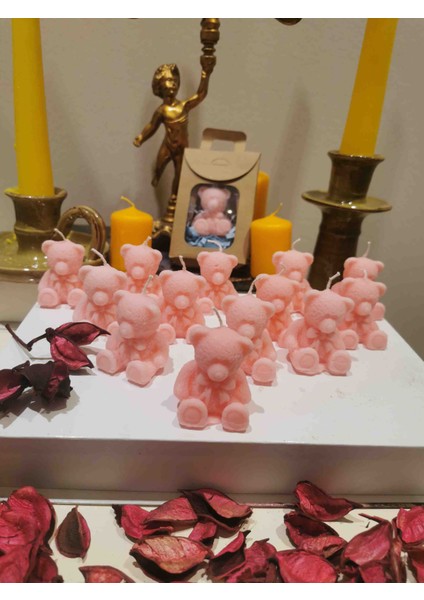 Iv Candles Babyshower 30 Adet Pembe Ayıcık Mum