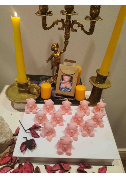 Iv Candles Babyshower 30 Adet Pembe Ayıcık Mum