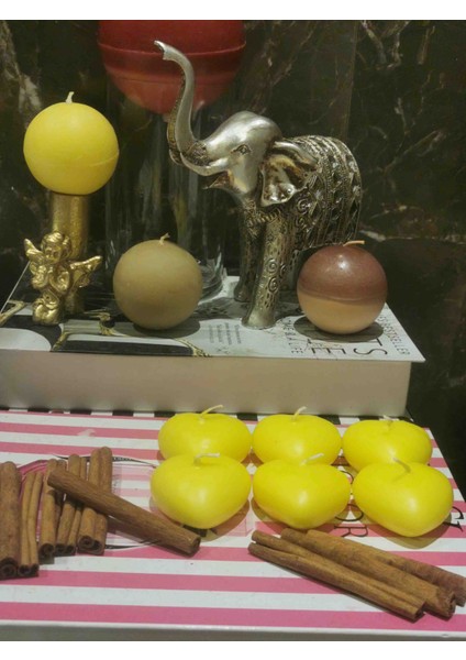 Iv Candles Heart 12' Sarı Kalp Mum