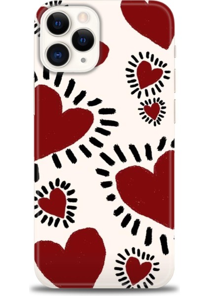 iPhone 12 Pro Max Kılıf Hd Baskılı - Çizgili Kalp