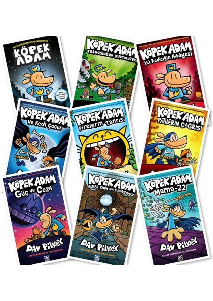 Köpek Adam Kitap Seti - 9 Kitap - Dav Pilkey + Caprice Tükenmez Kalemli