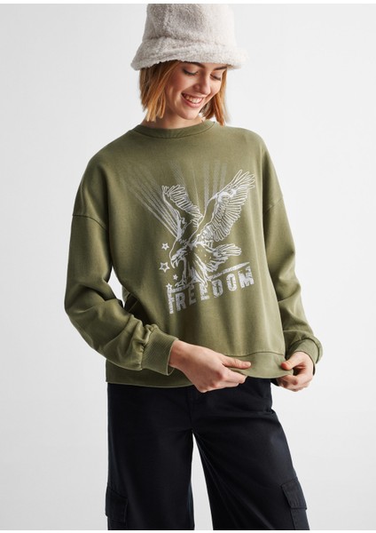 Mango Baskılı pamuklu sweatshirt