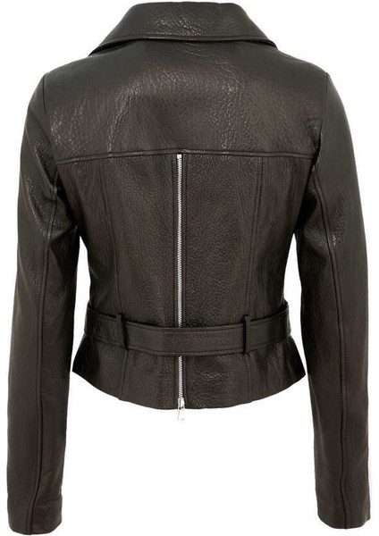 Siyah Hakiki Deri Kadın Hakiki Deri Biker Mont - K22KDM320292-Q3H fırsatları