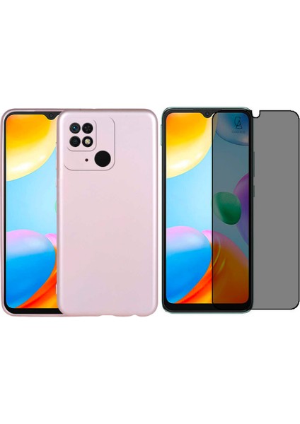 Xiaomi Redmi 10C Ile Uyumlu Soft Yumuşak Telefon Kılıfı ve Hayalet Privacy Ekran Koruyucu Seti