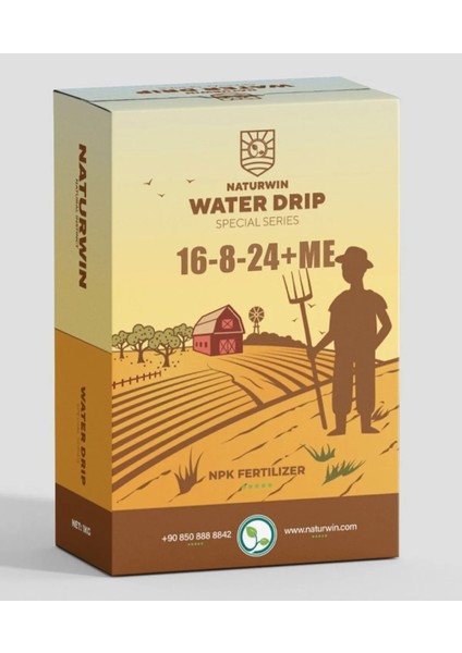 Damlama Gübresi Naturwin Water Drip 16-8-24+2mgo+Me Npk Gübre 1 kg