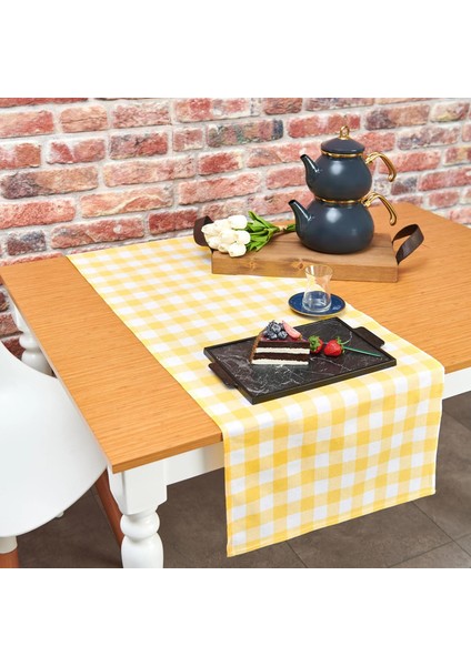 Kareli Runner 2'li Set Sarı