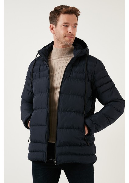 Buratti Su Itici Slim Fit Soğuğa ve Rüzgara Dayanıklı Kapüşonlu Şişme Mont Erkek Mont 649005