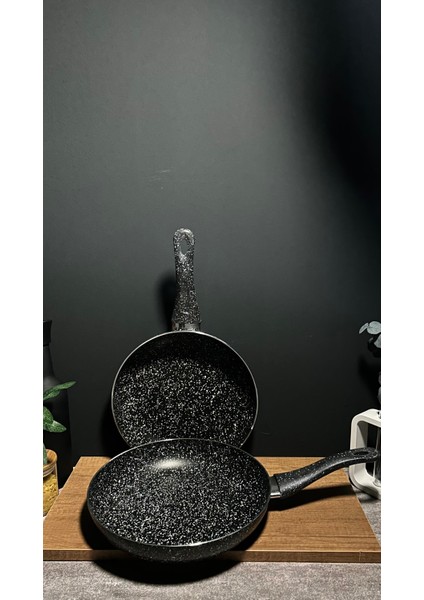 2`li Granit Tek Kulplu Yanmaz Yapışmaz Tava 26-28 cm