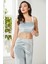 Kadife Saten 3'lü Kadın Crop'lu Pijama Takımı 2050 - Mist 5