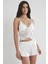 Saten Dantelli Şort Babydoll Takım 450 - Ekru 1