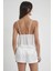 Saten Dantelli Şort Babydoll Takım 450 - Ekru 4