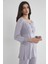 Kadın Penye Dantelli Pijama Takımı 1241 - Royal 2