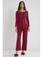 Kadın Penye Dantelli Pijama Takımı 1241 - Bordo 1