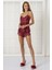 Saten Dantelli Şort Babydoll Takım 435 - Bordo 1