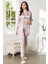 Saten 3'lü Crop'lu Kadın Pijama Takımı 2075 - Rose 2