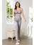 Saten 3'lü Crop'lu Kadın Pijama Takımı 2075 - Royal 4