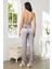 Saten 3'lü Crop'lu Kadın Pijama Takımı 2075 - Royal 5