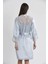Saten Dantelli Gecelik ve Sabahlık Takımı 4075 - Mist 4