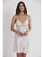 Saten Dantelli Gecelik ve Sabahlık Takımı 4285 - Pudra 4
