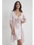 Saten Dantelli Gecelik ve Sabahlık Takımı 4240 - Pudra 1