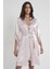 Saten Dantelli Gecelik ve Sabahlık Takımı 4240 - Pudra 2