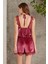 Dantelli Kadife Tulum Gecelik Sabahlık Takım 4800 - Bordo 5