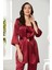 Saten 3'lü Crop'lu Kadın Pijama Takımı 2075 - Bordo 1