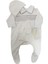 Medekids Plitingli Ayaklı Tulum (Şapka&Eldiven) Beyaz & Siyah 0-3 Ay 1