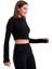 Kadın Fermuarlı ve Parmak Geçirmeli Crop Bluz Fitilli Elestan Kumaş 3