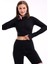 Kadın Fermuarlı ve Parmak Geçirmeli Crop Bluz Fitilli Elestan Kumaş 4