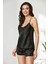 Saten Dantelli Şort Babydoll Takım 438 - Siyah 2