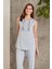 Dantelli Penye 3'lü Kadın Pijama Takımı 2800 - Mist 2