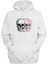 Unisex Üç Kuru Kafa Baskılı Beyaz Normal Kalıp Şardonlu Kalın Sweatshirt 1