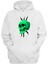 Unisex Yeşil Kuru Kafa ve Yıldırımlar Baskılı Beyaz Normal Kalıp Şardonlu Kalın Sweatshirt 1