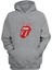 Unisex The Rolling Stones Baskılı Gri Normal Kalıp Şardonlu Kalın Sweatshirt 1
