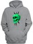 Unisex Yeşil Kuru Kafa ve Yıldırımlar Baskılı Gri Normal Kalıp Şardonlu Kalın Sweatshirt 1