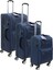 Lacivert Kabin (Küçük) Orta ve Büyük Boy Üçlü Carry-On Lüks Kumaş Valiz Seti ES0003 2