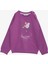 Kız Çocuk Sweatshirt Cepli Çiçek Baskılı 1-4 Yaş, Eflatun 1