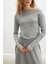 Styleboom x Peraluna Mayfaır Dress Yaka Büzgü Detaylı Tek Omuz Açık Kadın Triko Elbise - Gri Melanj 3