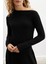 Styleboom x Peraluna Mayfaır Dress Yaka Büzgü Detaylı Tek Omuz Açık Kadın Triko Elbise - Siyah 3