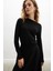 Styleboom x Peraluna Mayfaır Dress Yaka Büzgü Detaylı Tek Omuz Açık Kadın Triko Elbise - Siyah 4
