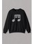 Siyah Sweatshirt Nostalji Kaset Kalem Müzik Nota Sol Anahtarı Baskılı Unisex Sweat 1
