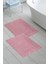 2li 50X70 cm Ayak Izli / Düz Banyo Paspas Havlu Seti Pembe 1