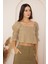 Haki Büzgülü Crop Bluz DM7001 1