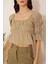 Haki Büzgülü Crop Bluz DM7001 4
