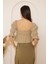 Haki Büzgülü Crop Bluz DM7001 5