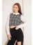 Siyah Tweed Gömlek Yaka Crop Bluz DM9002 1